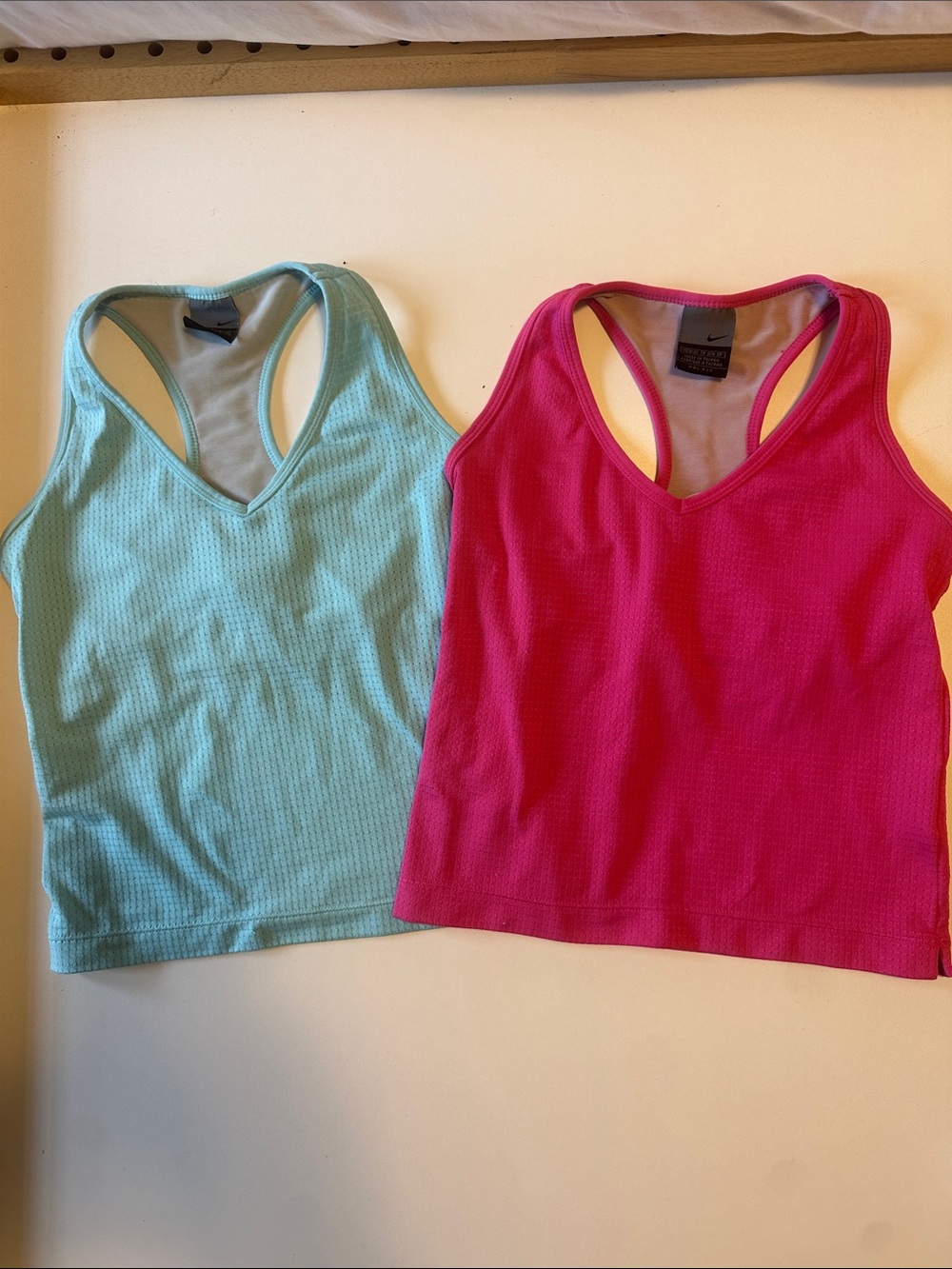 Nike Women’s Aqua and Fuchsia Racerback V-Neck Tank Tops